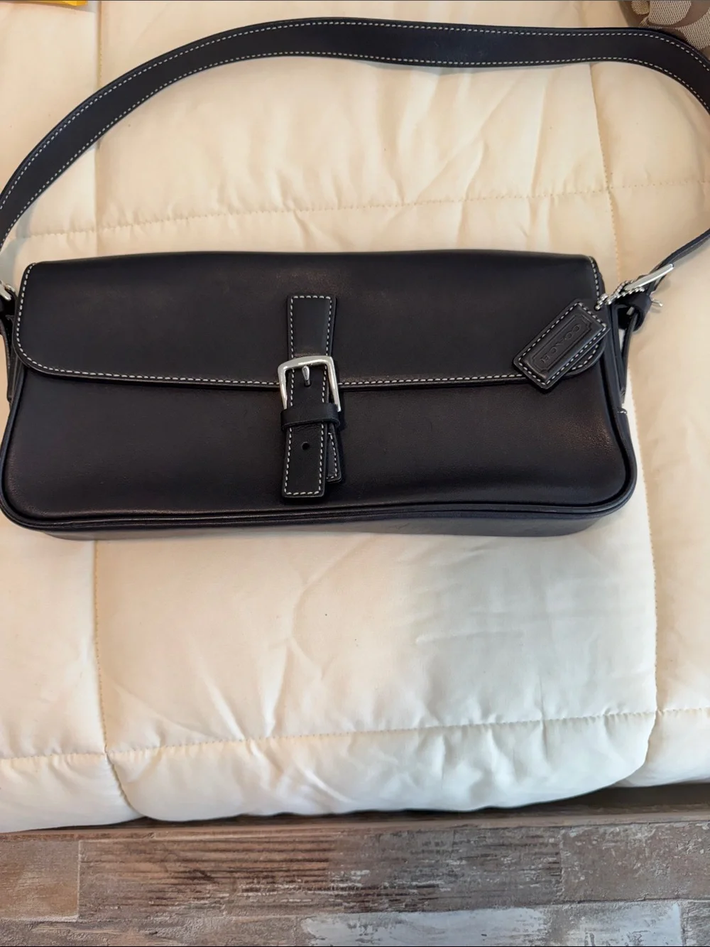 Classic Black Leather Shoulder Bag